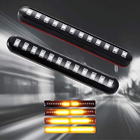 evermotor motorcycle indicators 2 x 12 V 12 LED lights flowing sequential indicator turn signal, license plate lights for motorcycle, scooter, off-road vehicle, amber light strip Cover