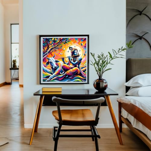 Image of Whattacraft! DIY Acrylic Paint By Number Kit For Adults Kids Beginner Number Painting Kit DIY Canvas Painting Wall Decoration,Krishna Color (WAC1-118), Multicolor