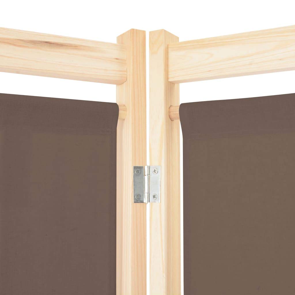 vidaXL Divisorio a 3 Pannelli con Tasche Autoportante Paravento Separé Privacy Stanza Marrone 120x170x4 cm in Tessuto e Massello Abete