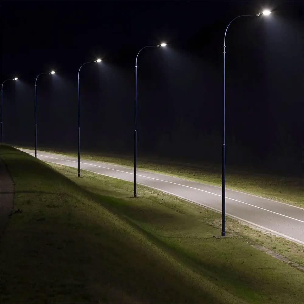 Straßenlampe Straßenlaterne LED Straßenbeleuchtung, IP65 Tageslichtlampe, grau, LED 50W 6850Lm 6500K, HxLxB 43,4x6,3x16,9cm, 2er Set
