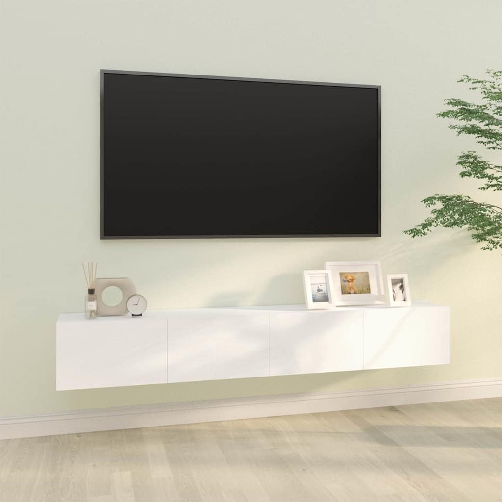 Mobile da parete per TV, set da 2 pezzi, 100 x 30 x 30 cm, bianco