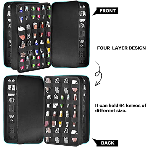 Knife Display Case For 66+ Pocket Knives. Folding Knife Holder, Butterfly Knives Storage Organizer, Knives Roll Collection Pouch Carrier Bag For Survival Tactical Outdoor For Edc Mini Knife (Box Only) #TOP2