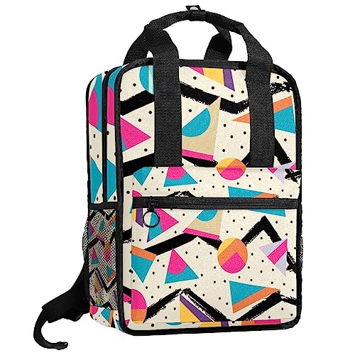 Sac à dos géométrique pour garçons et filles avec bretelles réglables multicolore