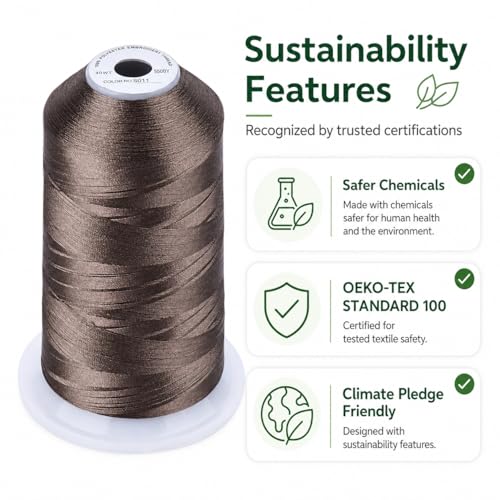Image of Simthread Embroidery Machine Thread 5000M 40WT Polyester, Mocha S011 | 5000M 40WT polyester thread feeds smoothly for home or commercial embroidery projects.
