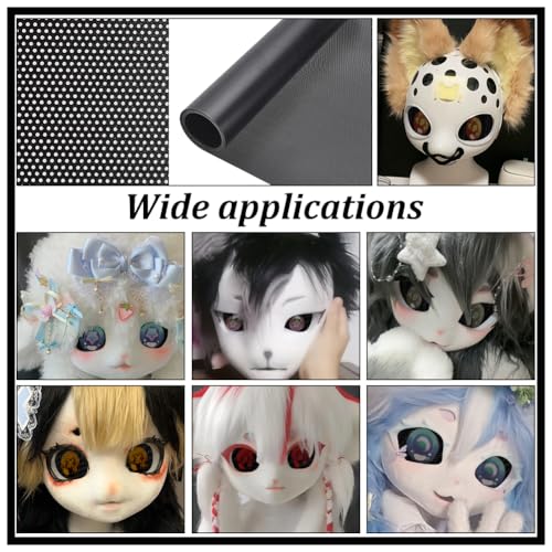 NBEADS Fursuit Eye Plastik Mesh, 1.5mx30cm Bedruckbare PVC Mesh Blätter 0.3mm Dickes Schwarzes Plastiknetz für Pelzkostüme Rollenspiel Pelzanzüge Bildhauerei Requisiten Basteln, Loch: 0.5mm