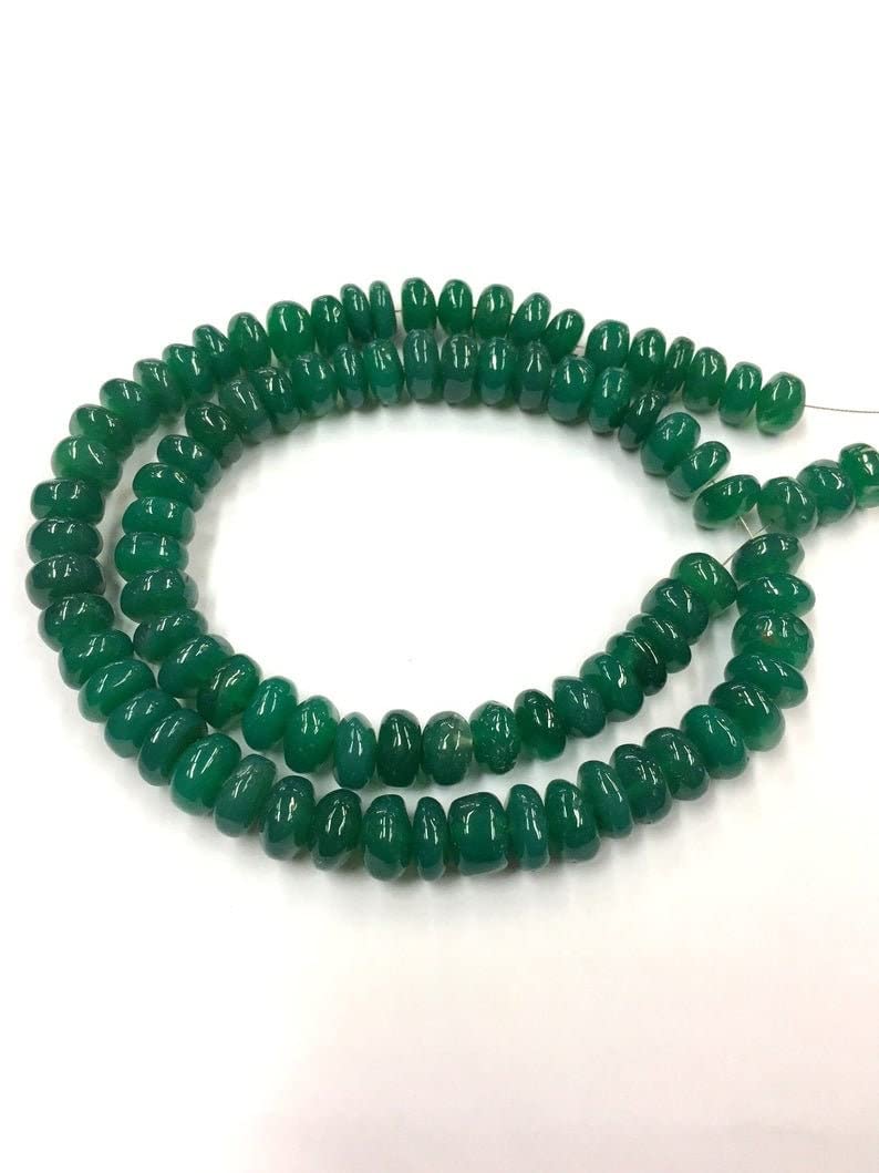 Onyx vert perles naturelles 9x10mm pour bracelet d'été artisanal
