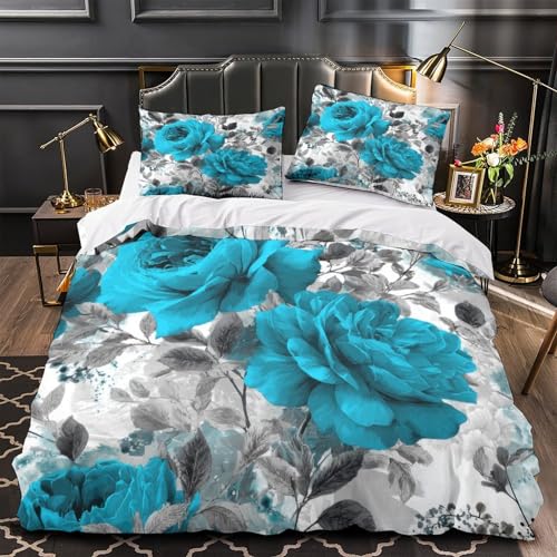 Housse de couette super douce finitions premium lit simple turquoise - 2