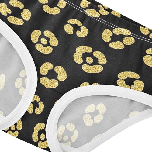 Glittery Gold Leopard Spots Black Toddlers Underwear Floral 2t Cotton Little Girl Panties Fun Briefs Underpants4