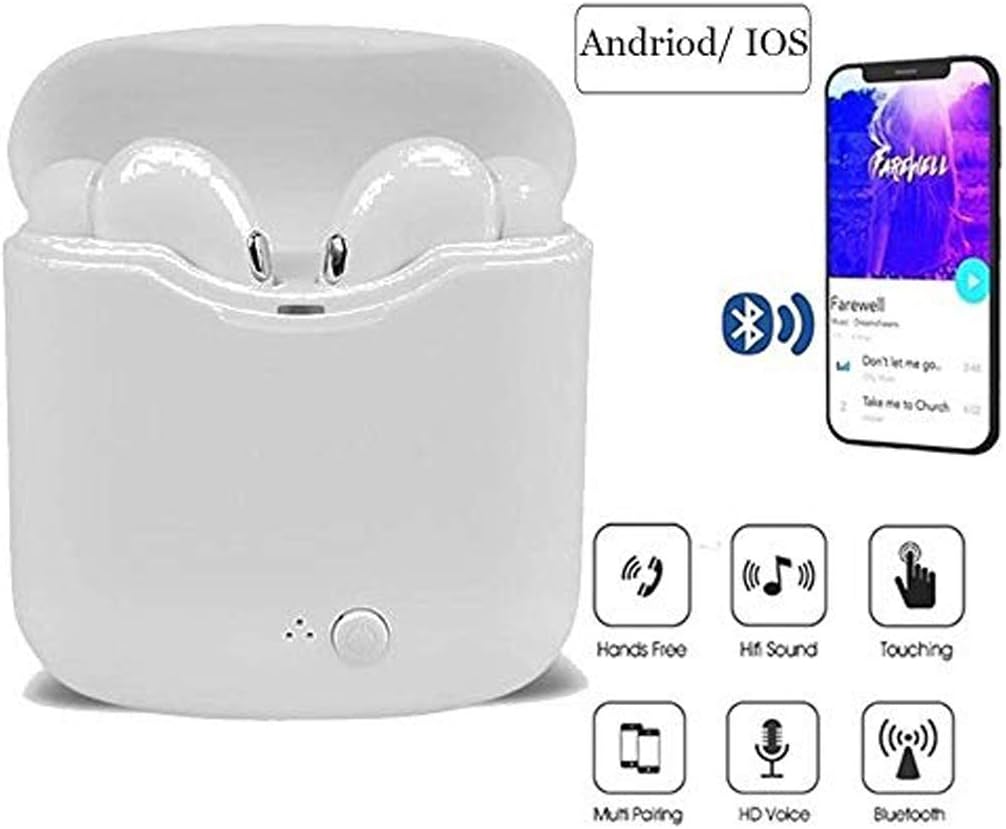 Wireless Bluetooth Headphones, Mini Wireless Earbuds with Mic, Stereo Noise Cancelling in-Ear Earphones with Charging Case for iPhone, iPad, Samsung, PC