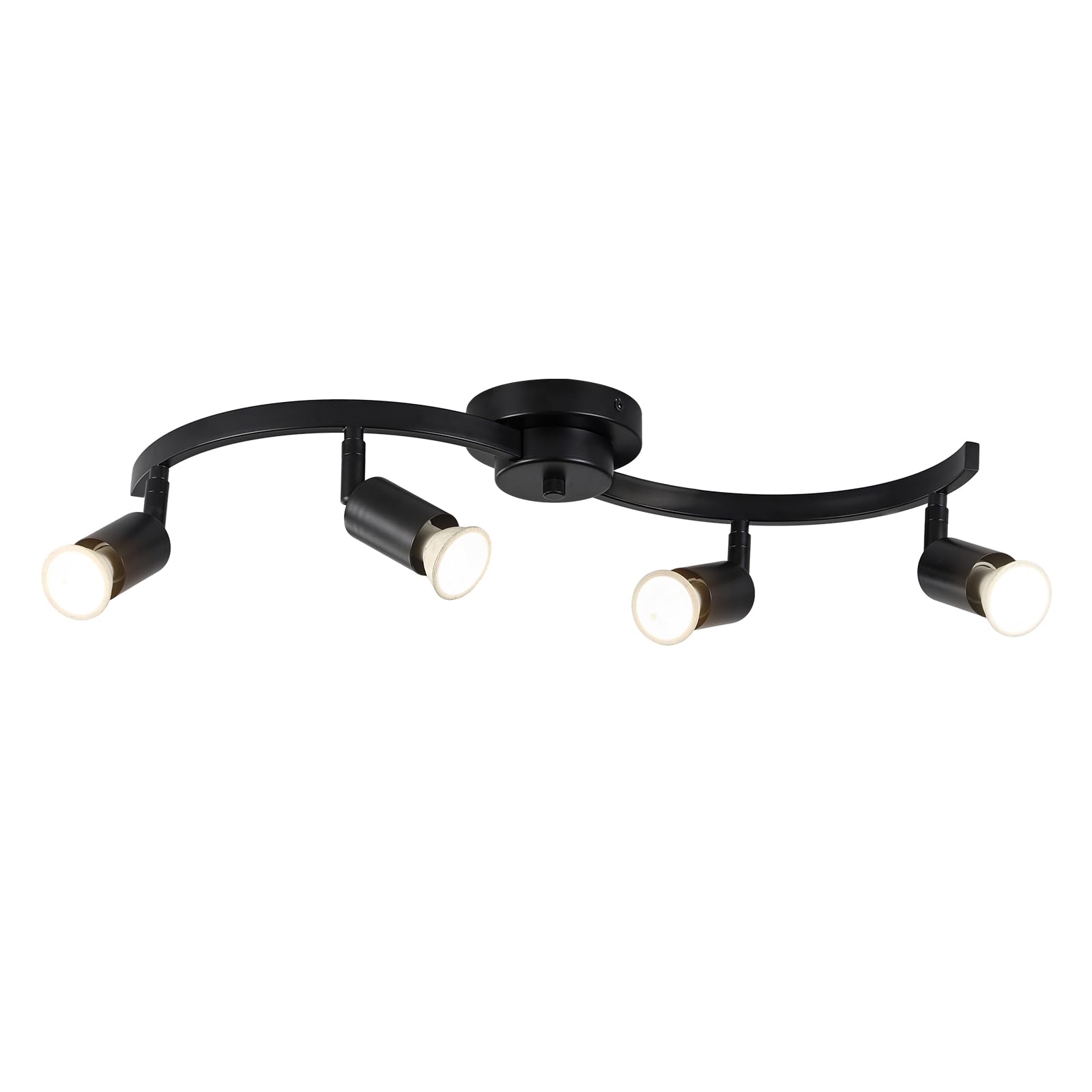 SEEBLEN 4 Light Track Lighting Fixtures,Kitchen Lighting Fixtures Ceiling with Rotatable Light Head,Black Ceiling Spotlight for Dining Room Living Room Bedroom
