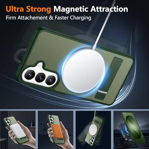 Image of SPIDERCASE Magnetic for Samsung Galaxy S26 Plus Case, with [3 Stand Ways][ Military Grade Drop Protection] with Invisible Stand Shockproof Slim Case for Samsung Galaxy S26 Plus 6.7 inch, Green