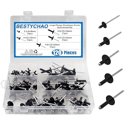 BESTYCHAO 120pcs Large Flange Rivets Kit Cover
