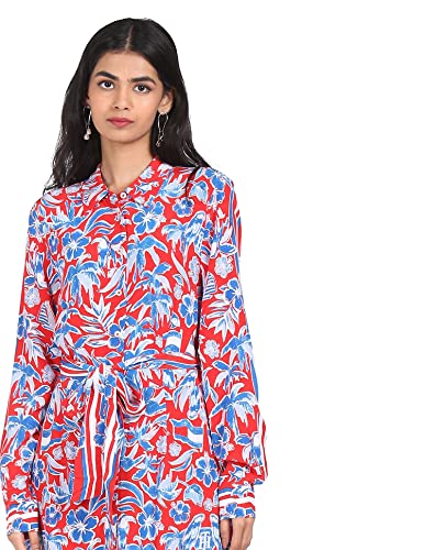 Image of Tommy Hilfiger Women's 59% ECOVERO, 41% Viscose A-Line Below The Knee Casual Dress