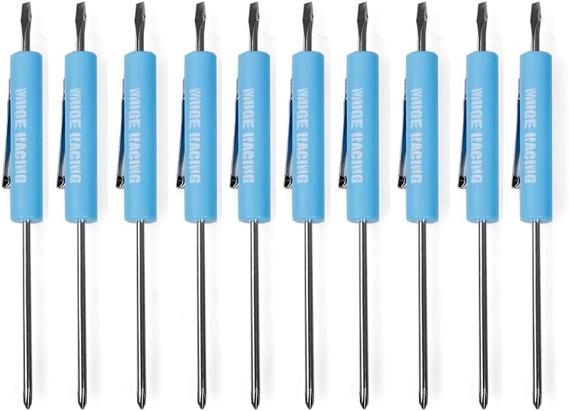 Kit de Chaves de Fenda de Bolso Magnéticas com Dupla Ponta e Clipe muge racing Azul, 10 peças