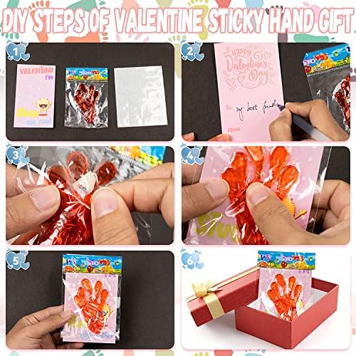 Valentines Gift Cards for Kids Classroom - 30 Pack Valentines Exchange Cards with Sticky Toys for School Class Exchange Gifts, Toddlers Girls Boys Valentines Gifts