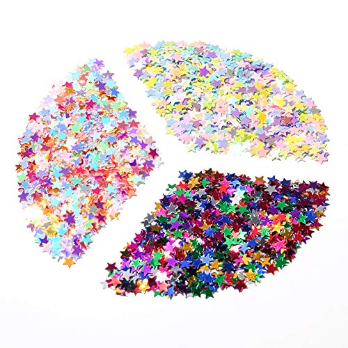 MyBuddy Chunky Star Art Glitter,Holographic Star Flake Confetti Sequins Sparkle Crafts Resin Accessories Nail Art Supplies Decorations