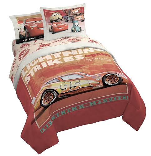 Jay Franco Kids Comforter Set Includes Sheets and Pillow Covers - Soft and Cozy Bed Set for Stylish Room Decor Official Licensed Bedding Red - Cars 7 Piece Queen