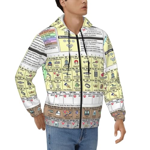 Sweat à capuche zippé tableau périodique hommes, fini les vêtements froids et sans style