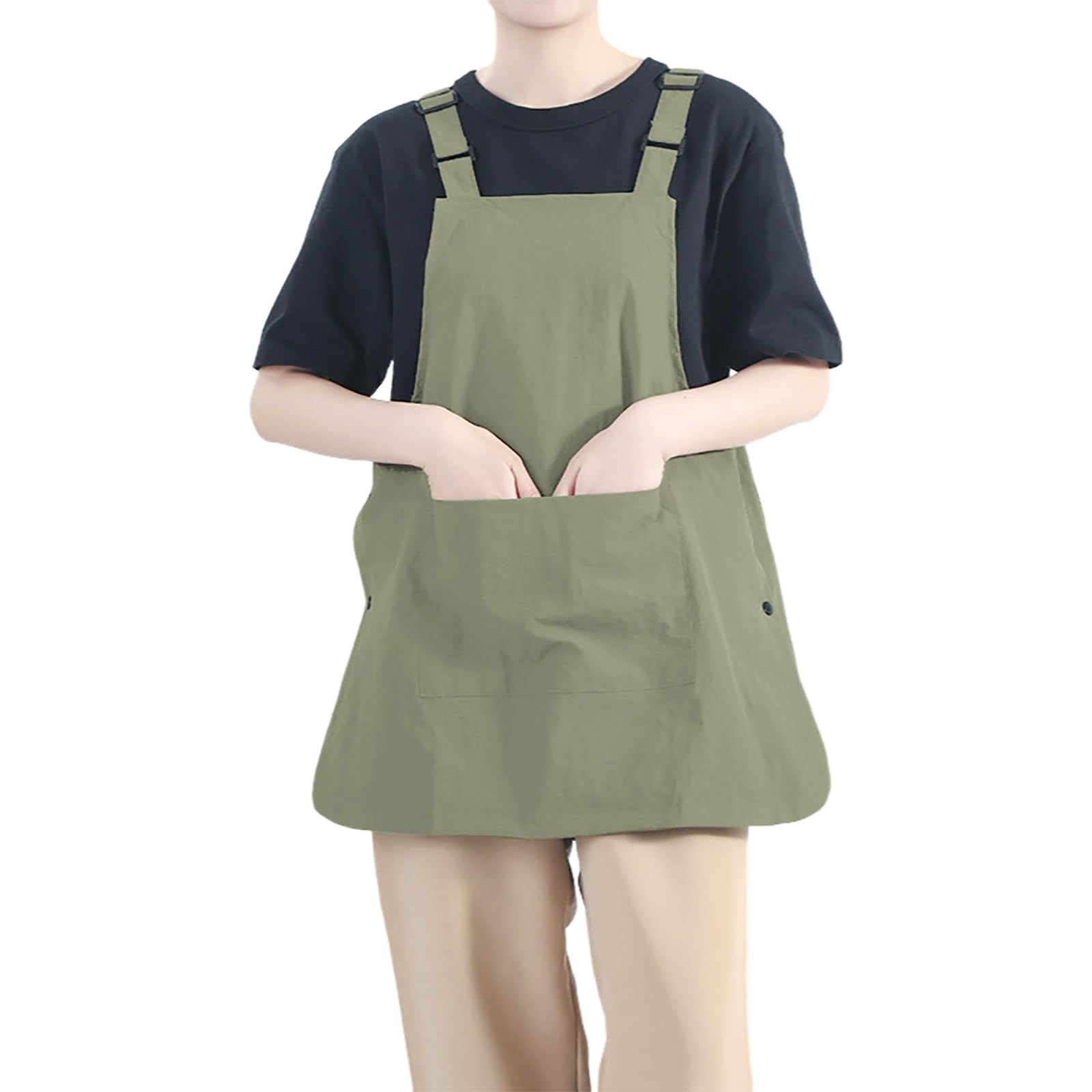 Grembiule da Cucina Unisex, Grembiule in Cotone, Grembiule con Pettorina Regolabile con 4 Tasche - Indossabile Davanti E Dietro A,One Size