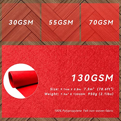 Ezlucky EZ-RC001 Red Carpet Runner For Party, 2.6X30 Ft, 130 Gsm Felt Non-Woven Fabric, Hollywood Red Carpet For Event, Aisle Runner thumb #3