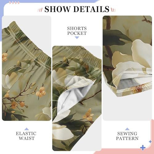 Magnolia Flowers Pattern Pajama Pants Long Sleep Pant Soft PJ Bottoms Sleepwear4