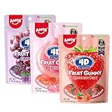 AMOS 4D Fruchtgummis Süßigkeiten Mix, Weihnachten Bonbons(Erdbeere & Pfirsich & Traube)3 Schmecken Süssigkeiten, Fruchtgummi Kaugummis Süßes 65 G/Beutel -3 Beutel