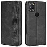 HualuBro Handyhülle für Alcatel 3X 2020 Hülle, Retro Leder Stoßfest Klapphülle Schutzhülle Handytasche LederHülle Flip Hülle Cover für Alcatel 3X 2020 Tasche, Schwarz