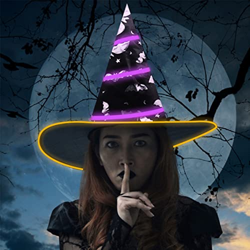 Halloween Costume Led Witch Hat For Girls & Womens Festival Cosplay,Light Up Halloween Costume Masquerade Parties,Carnival,Halloween Accessories Gifts #TOP2