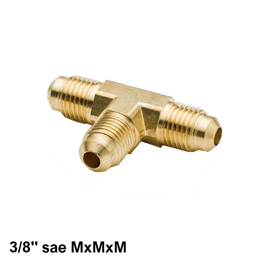 3S SuperSamaStore UT-06 Raccordo a T 3/8" M x M x M Sae, Giunto Tee in Ottone per Condizionatori, Impianti Frigoriferi e Idraulici