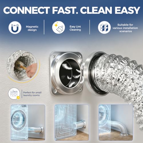 Image of ALORAIR Magnetic Dryer Vent Connector Kit DV180, 4-Inch Quick Connect | Easy Lint Cleaning, Airtight Magnetic Coupling, Includes 2.6 Ft Aluminum Dryers Vent Hose and Clamps