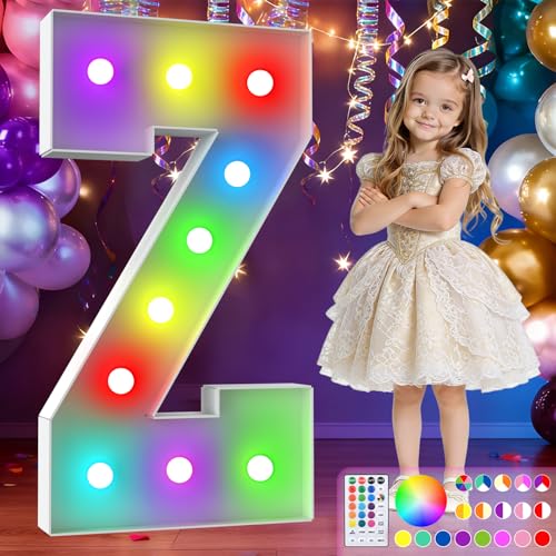 Image of 3FT Colorful Marquee Letters,18-Color Letter Z with Remote Control Large Light Up Numbers Sign,Pre-Cut Foam Board Set for Party Decoration, Birthdays, Weddings, Graduations, Baby Anniversaries