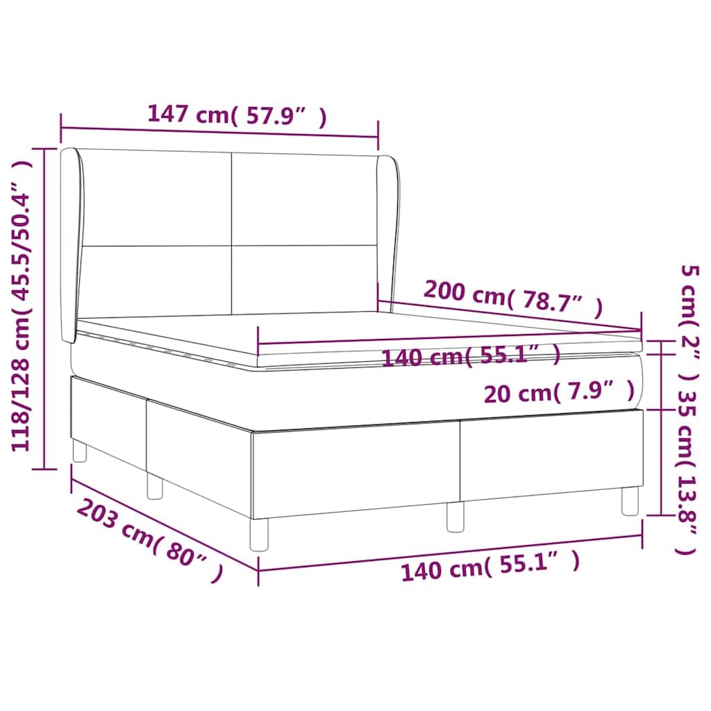 Boxspringbett mit Matratze Blau 140x200 cm Stoff Bettgestell mit Kopfteil und Stauraum für Schlafzimmer Jugendzimmer Kinderzimmer