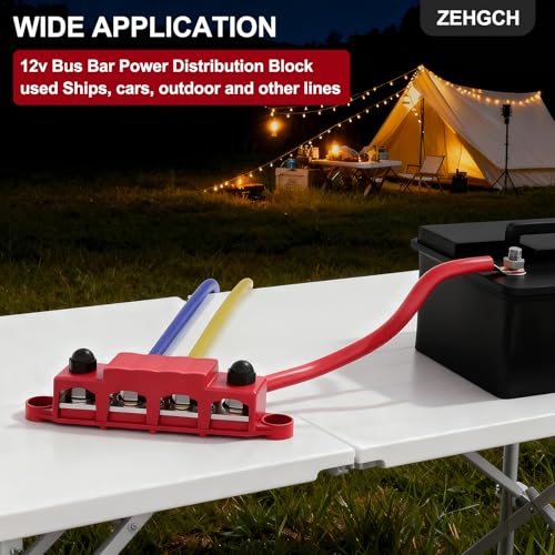 Bloc de distribution d'alimentation 12V 250A avec 4 goujons M8 pour auto et bateau - 6
