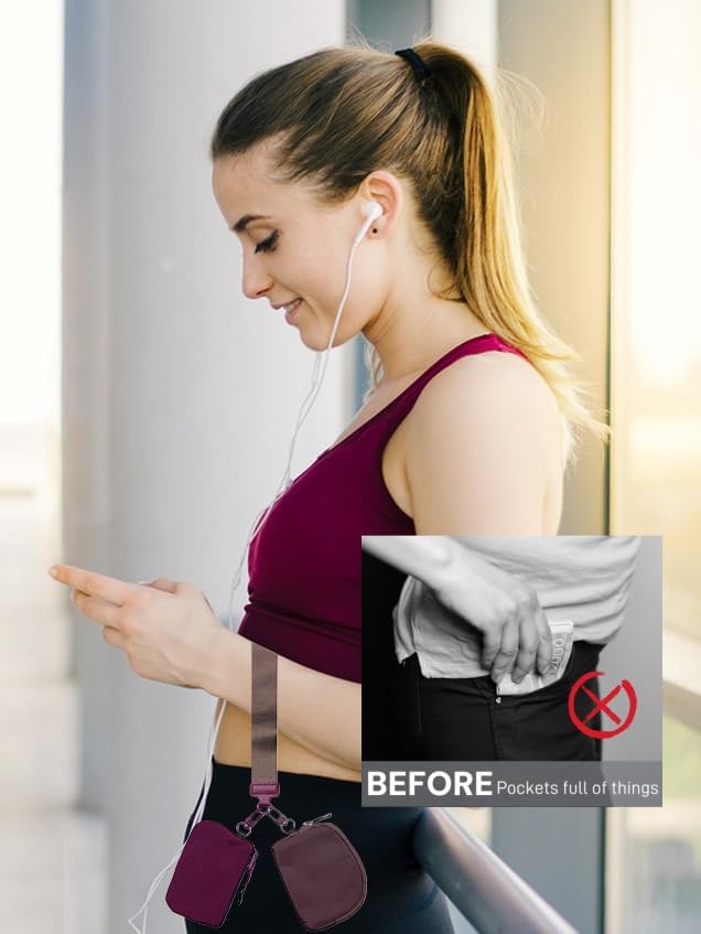 Keychain Wallet Wristlet for Women Silicone Bracelet Keychain Mini Zip Dual Pouch Wristlet Detachable Portable - Image 5