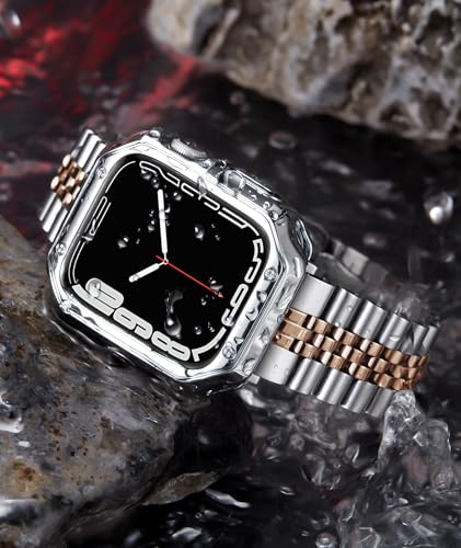 Image of BINLUN Compatible with Apple Watch Band 49mm 46mm 45mm 44mm 42mm 41mm 40mm 38mm for Men Women, Stainless Steel Metal Strap with TPU Case Fit for iWatch Series Ultra /SE3 /11 /10 /9 /8 /7 /SE2 /SE /6 /5 /4 /3 /2 /1