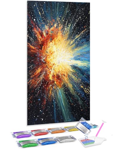 Pintura con diamantes 5D Jumpdot de 70x40 cm con relieve brillante de galaxia para casa