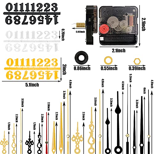 Paraor 6Pcs High Torque Quartz Clock Movement Mechanism Replacement Clock Numerals Kit With 6 Different Pairs Of Hands Clock For Diy Wall Clock Handicrafts Repair Clock Parts 21.5Mm thumb #1