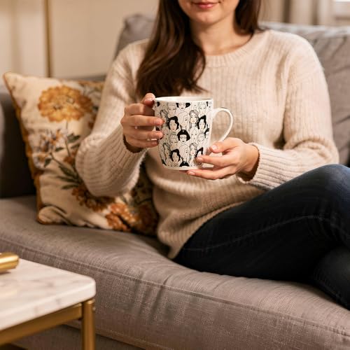 Image of U.P.C.Milk Mug Set of 2 | Ceramic & Bone China Coffee Milk Cups | Designer Printed Tea Coffee Mug Set | Large Capacity Milk Mugs | Microwave Safe Cup Set | Drinkware Gift Set (Women Face Print)