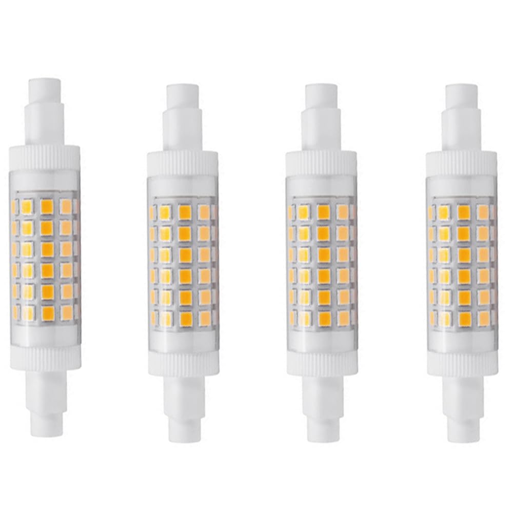 WULUN R7S 78mm 7W Linear LED Bulbs, 3000k Warm White, Ceramic Body,70 watts Equivalent, AC/DC 220-240V,700 Lumens，Non-dimmable，4pcs