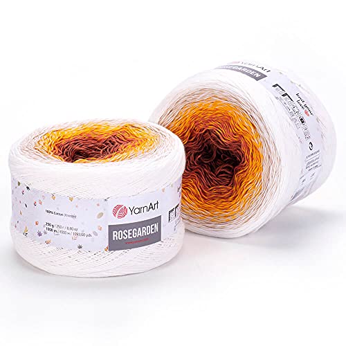 Image of YarnArt Flowers Rosegarden 100% Cotton Gradient Yarn - 250g / 8.8oz / 1000m+ (1094 yds) - Multicolor Rainbow Cotton Yarn for Knitting & Crochet - Lightweight Summer Yarn for Shawls, Tops, (307)