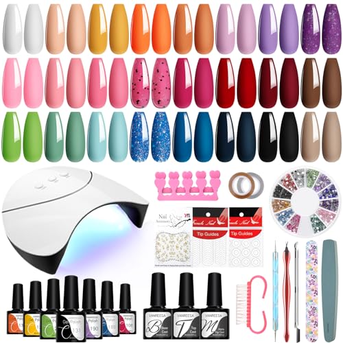 VANREESA Gel Nail Polish Set with Lamp, 24 Colours, UV Light