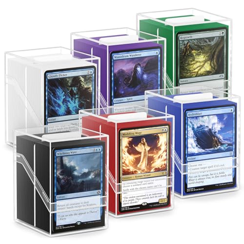 YSCare 6 Pack Card Deck Boxes, Clear Commander Deck Case with 600Pcs Card Sleeves and Dividers,...