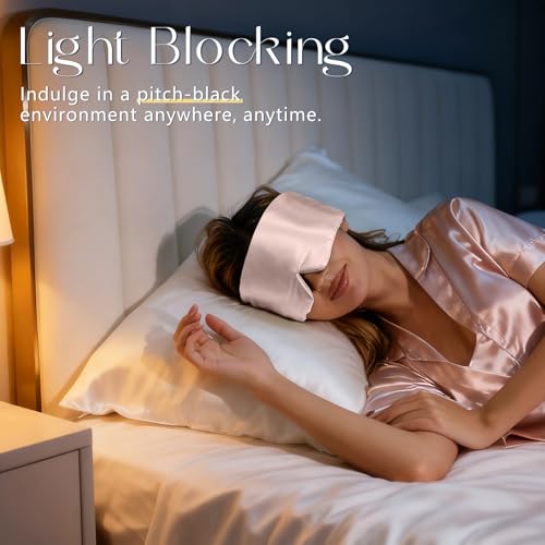 Image of ZIMASILK 100% 22 Momme Mulberry Silk Sleep Mask - Full Silk Filled, Ultra-Soft & Breathable, Face-Hugging Blackout Eye Cover for Sleeping (Pink)