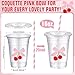 Sliner 25 Pcs 16 oz Coquette Disposable Plastic Cups with Straw for Party Supplies Bow Cups Birthday Wedding Bridal Engagement Party Drinkware Baby Shower Decoration (Cherry Bow)