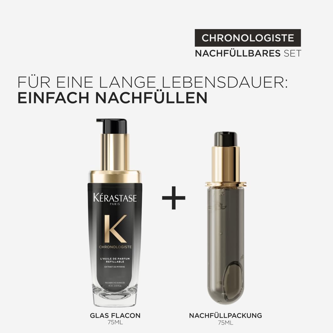 Kérastase Chronologiste L’Huile de Parfum, Antistatisches Duft-Öl für alle Haartypen, Nährende und stärkende Haarpflege mit Hitzeschutz und intensivem Duft, Nachfüllbarer Flakon, 75 ml