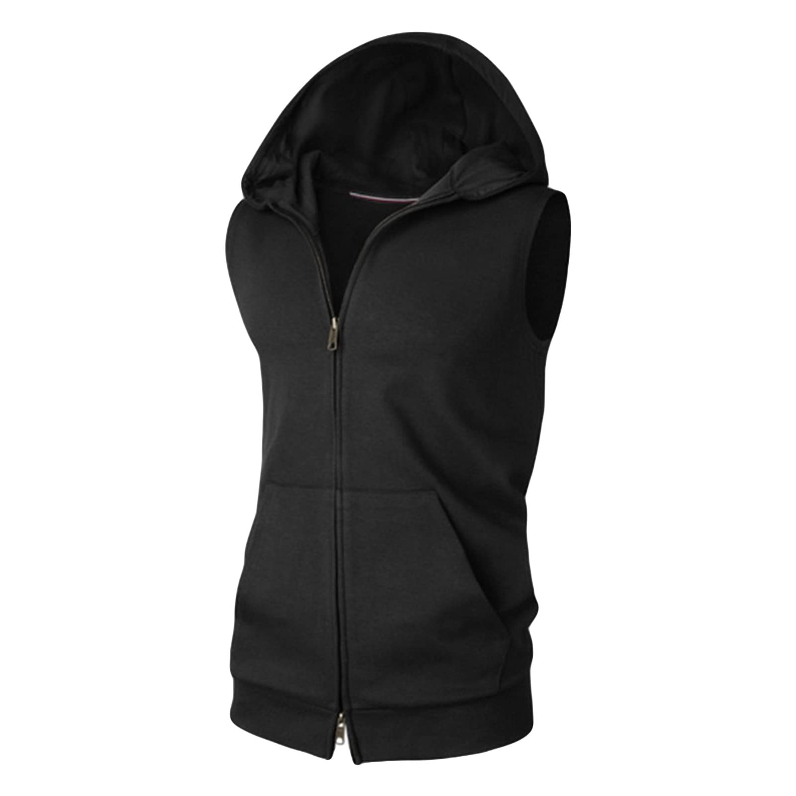 Maiyifu-GJ Men's Zip Up Workout Tank Tops Bodybuilding Fitness Sleeveless Hooded Vests Slim Lightweight Casual Gym Hoodies (Black,X-Large)