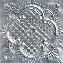 Shanko SK500-laq-24x24-N-6 Majestic Stamped Metal Nail-up Tin Ceiling Tile 24 sq. ft, Silver, Pack of 6