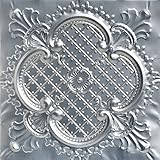Shanko SK500-laq-24x24-N-6 Majestic Stamped Metal Nail-up Tin Ceiling Tile (24 sq. ft), Silver, Pack of 6