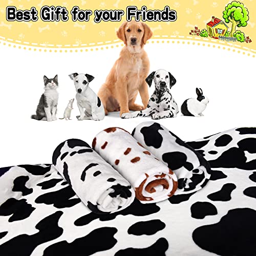 Image of Rezutan 1 Pack 3 Blankets for Dogs, Dog Blanket for Large & Medium Pet Cat, Premium Soft Fluffy Suitable for Dog Kennels & Beds, Sofas, Gifts Puppy Essentials, 41x31inch, Black Brown White Cow Print