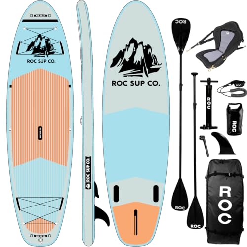 Roc Inflatable Stand Up Paddle Boards with Premium SUP Paddle Board Accessories, Wide Stable Design,...